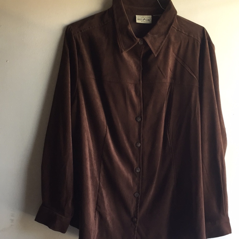 Brown button down top